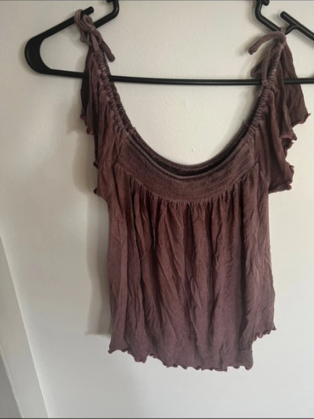 Women’s Mauve Purple Tie-Shoulder Smocked Boho Top